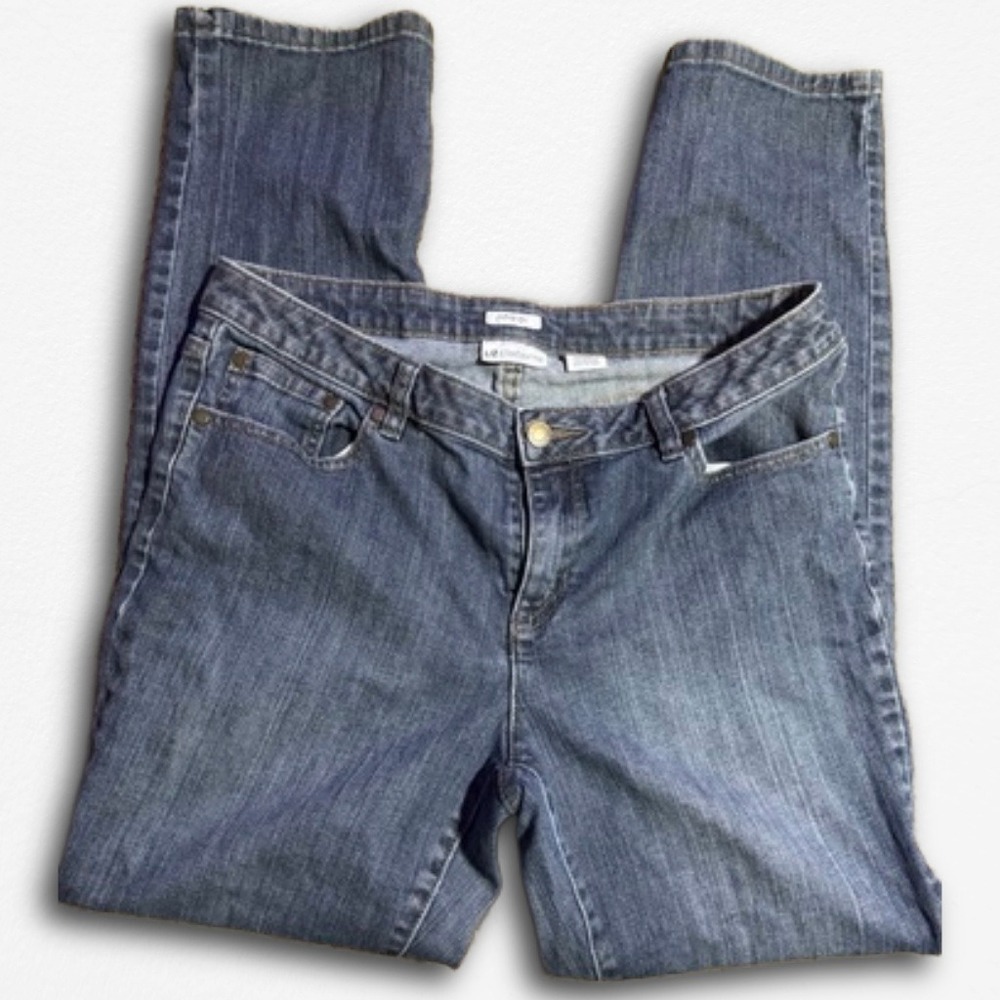Liz Claiborne Womens Blue Stretch Straight Leg Jeans Size 10 Medium Wash Denim